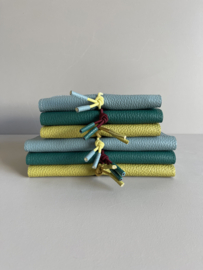 KNOT wallet - mist leather & pale yellow elastic