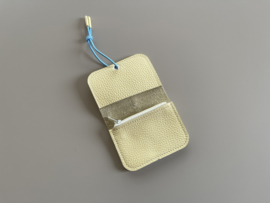 KNOT wallet mini - butter leather & light blue elastic