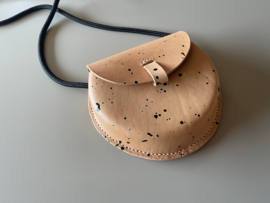 BUBBLE bag - natural splattered leather & black cord