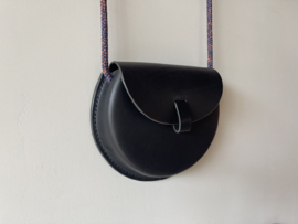 BUBBLE bag - black leather & blue/orange cord
