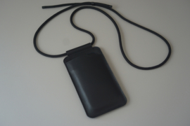 EDGE phone sling - black leather - cord shoulder strap