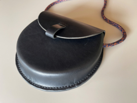 BUBBLE bag - black leather & blue/orange cord