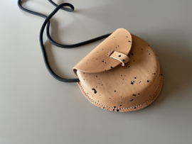 BUBBLE bag - natural splattered leather & black cord
