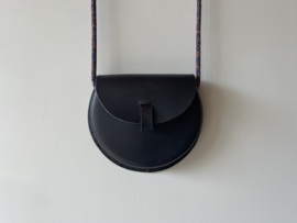 BUBBLE bag - black leather & blue/orange cord