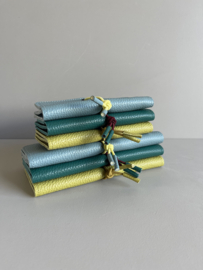 KNOT wallet wide - mist leather & pale yellow elastic