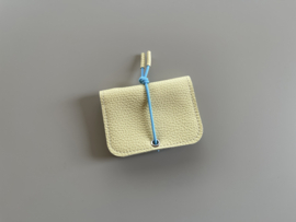 KNOT wallet mini - butter leather & light blue elastic
