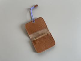 KNOT wallet mini - caramel leather & lilac elastic
