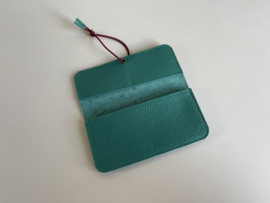KNOT wallet wide - pine leather & burgundy elastic
