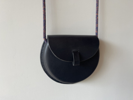 BUBBLE bag - black leather & blue/orange cord
