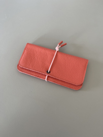 KNOT wallet wide - coral leather