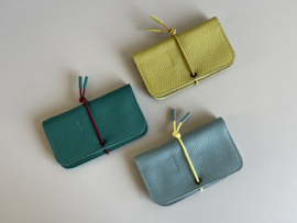 KNOT wallet - mist leather & pale yellow elastic