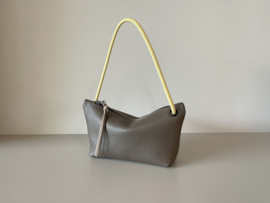 CORD pouch / bag - dark sepia leather & soft yellow cord