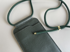 EDGE phone sling - dark cedar leather - cord shoulder strap