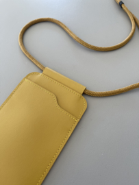 EDGE phone sling - mustard leather - cord shoulder strap