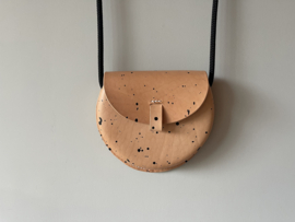 BUBBLE bag - natural splattered leather & black cord