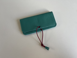 KNOT wallet wide - pine leather & burgundy elastic