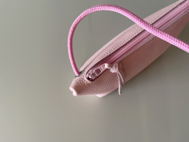 CORD pouch / bag - cotton candy leather & pink cord