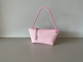 CORD pouch / bag - cotton candy leather & pink cord