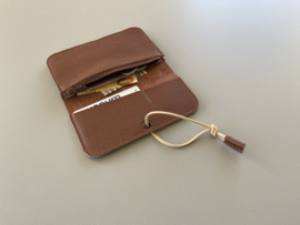 KNOT wallet - mist leather & pale yellow elastic
