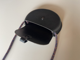 BUBBLE bag - black leather & blue/orange cord