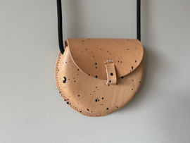 BUBBLE bag - natural splattered leather & black cord