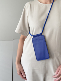 EDGE phone sling - cobalt blue leather - cord shoulder strap
