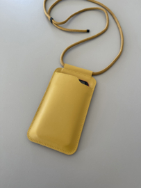 EDGE phone sling - mustard leather - cord shoulder strap