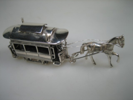 Oude Zilveren Paardentram Miniatuur Haarlem uit ca.1976
