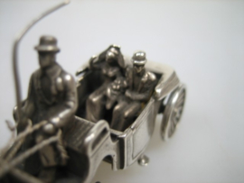 Miniatuur Zilveren Rijtuig met tweespan uit ca. 1958 zeldzaam miniatuur