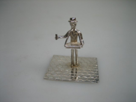 Zilveren miniatuur snoep straat verkoper uit ca. 1956