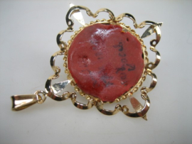 Antieke 14 karaat Zeeuwse geelgouden hanger met zilveren Zeeuwse knop uit  ca.1886