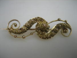 Antieke Zeeuwse Gouden Broche Knoop met Filigrain 19e eeuw