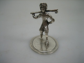 Miniatuurtje Zilver en Zeldzaam  Hockeyspeller van J. Weeda uit ca. 1979