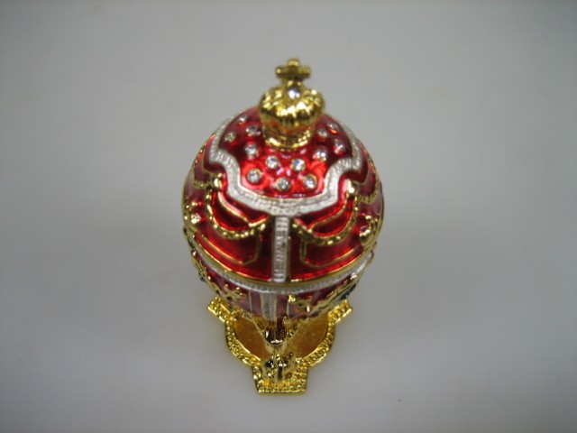 Luxe Faberge-Eierhouder Rood geëmailleerd met goudkleurige versieringen Nieuw