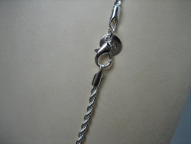 Zilver koord collier met zilveren karabijnhaak nieuw