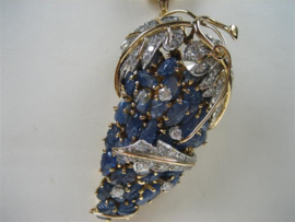 Antieke Gouden 14 Karaat Art - Deco Hanger met Briljanten en Blauw-Saffieren ca.1925