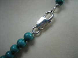 Turquoise collier met zilveren Cartier sluiting