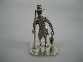 Miniatuur Zilver Stadwachter met Lans en Lamp uit ca. 1963