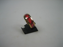 Moderne ringen van double goudkleurige verguld Red bloodstone fantasy italiaanse import