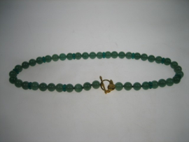 Antiek Chrysopraas Edelsteen colliers met 18K goudkleurige kappittelstokje