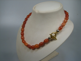 Agaat ovalen kralenketting | Antiekjuwelier | Edelsteen eigen import