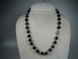 Antiek Granaat Collier met Zilver Handgemaakte Veerring uit ca. 1930