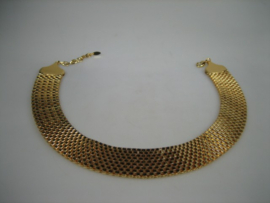 Goudkleurig schakel boogcollier met karabijn sluiting nieuw