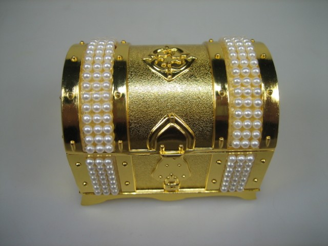 Luxe Sieraden kistje met kunst parels nieuw geheel goudkleurig verguld