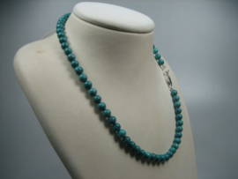 Turquoise collier met zilveren Cartier sluiting