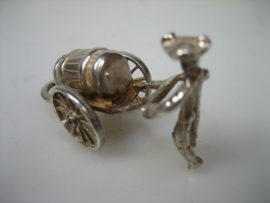 Zilver oud miniatuur handkar met whiskyton uit ca. 1979