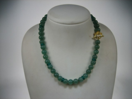 Antiek Chrysopraas Edelsteen colliers met 18K goudkleurige kappittelstokje