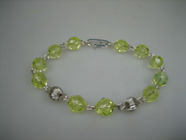 Peridot Edelsteen Armband op Zilver Geschakeld