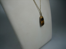 Double ketting met echte grote tijgeroog en veerring