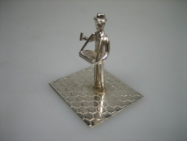 Zilveren miniatuur snoep straat verkoper uit ca. 1956